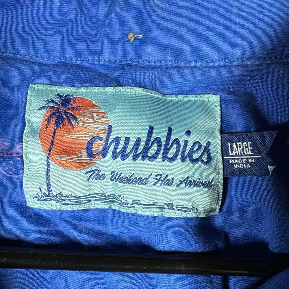 Chubbies Tropical Short Sleeve Golf Polo Men's Large Wood Button Hawaiian - Picture 2 of 13